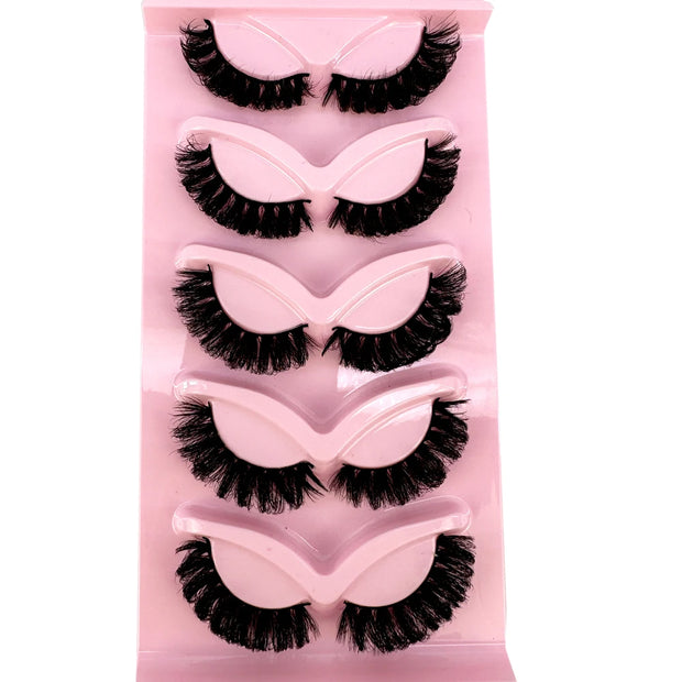 NEW 5pairs Classic Hybrid Volume Lashes New Arrival Wispy D Curl Short Russian Strip Lashes Makeup False Eyelashes