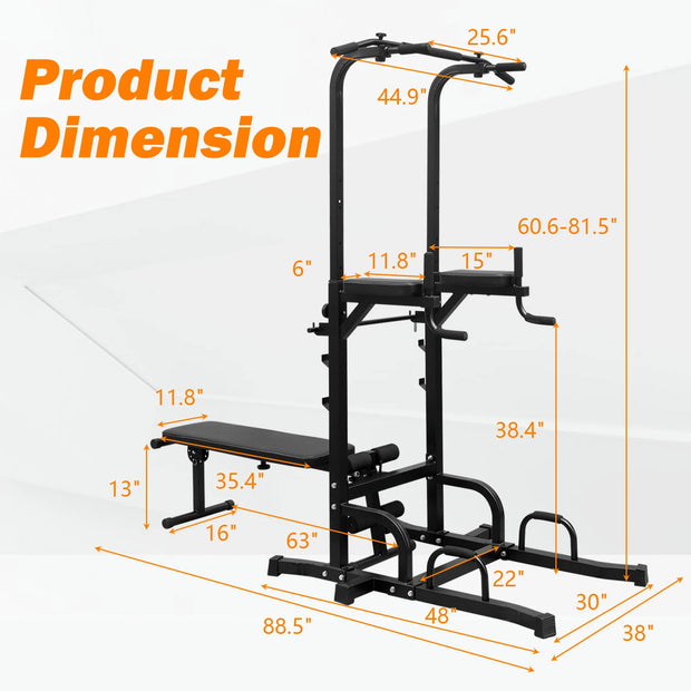 Adjustable Height Pull Up Dip Bar Station, Heavy Duty Multi-Function Fitness Rack for Home Gym Full Body Strength Training