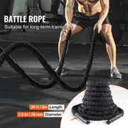 SucceBuy Battle Rope Polyester Exercise Rope Battle Exercise Equipment with Protective Sleeve and Anchor Heavy Weight Pull Rope