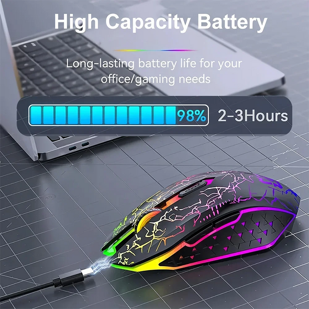 RGB Color 2.4G Wireless Mouse Bluetooth 5.2 Mouse Dual Mode Gaming Mouse Rechargeable Silent Mice For PC Laptop Tablet MacBook