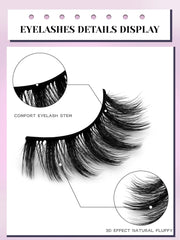 GROINNEYA 3D Natural False Lashes Cat Eye Eyelashes Fluffy Soft Cross 6 Pairs Manga Lashes Wispy Natural Eyelash Extension
