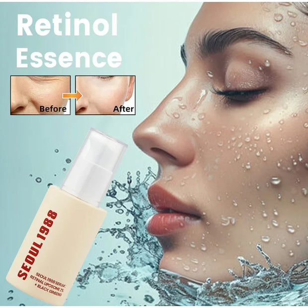 Korean 1988 Retinol Face Care Serum,Black Ginseng Niacinamide Vitamin C Moisturizing Firming Ampoule,Anti Aging Wrinkle Skincare