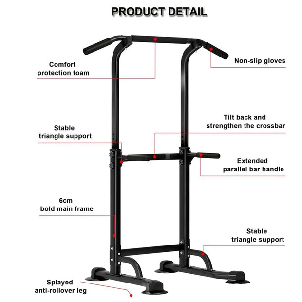 Adjustable Power Tower Pull-Up Rack Dip Station Free Standing Power Tower Station for Adults & Teens Home Office GYM