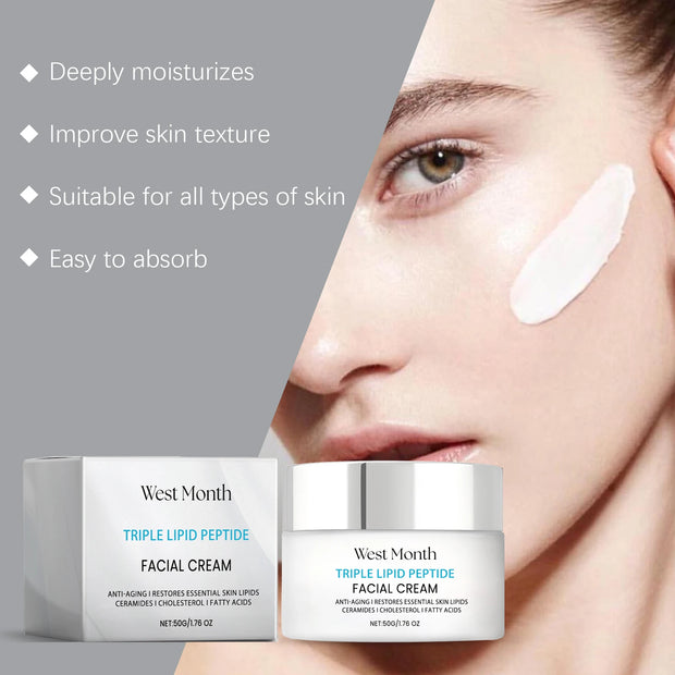 Tripeptide Lipid Facial Cream Ceramide Anti-Aging Tighten Sagging Skin Deeply Moisturize Efficient Nourishmen Coconut Acid 50g
