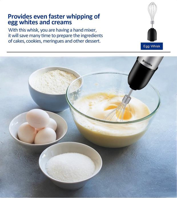 BioloMix 1200W 5-in-1 Immersion Hand Stick Blender Mixer Vegetable Meat Grinder 800ml Chopper Whisk 600ml Smoothie Cup