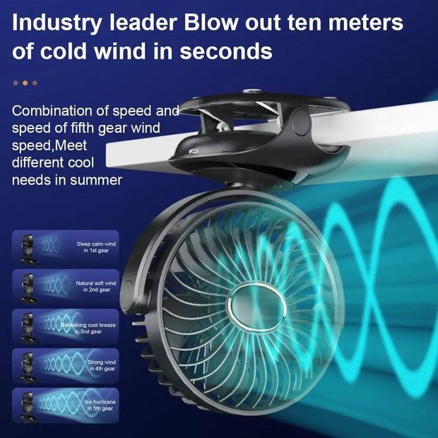 Small Desk Clip On Fan, Portable Personal USB Clip Fan For Home Office Travel Bed Stroller Camping Outdoor Golf Cart Fan