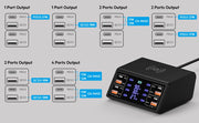 120W 8 Ports USB Charger Station With Wireless Charging Digital Display Screen QC3.0 PD3.0 Quick Charge For iPhone 15 14 Xiaomi