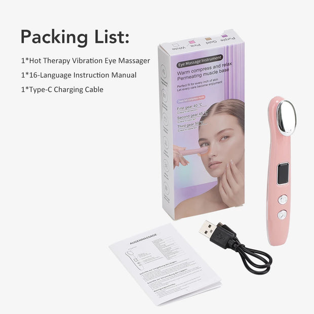 New Smart Eye Vibration Massage 3 Mode Hot Therapy for Eye Care Facial Relaxation Tool Portable Rechargeable Home Use Massager