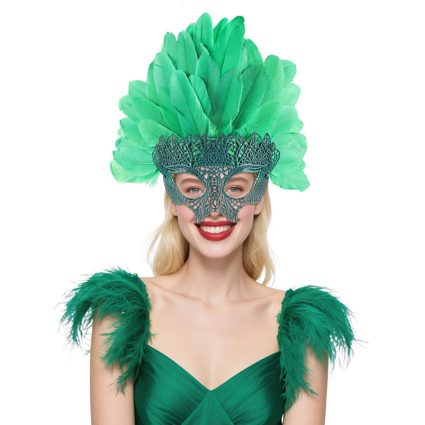 Most Popular Halloween Colorful Feather Mask Carnival Photography Cosplay Costume Perfect Cocktail Headpieces for Women Ladies