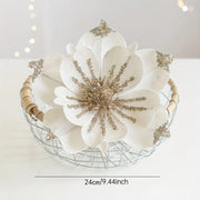 Christmas Tree Poinsettia Flower Cream White Velvet Magnolia Artificial Floral Ornaments for Xmas Decoration Wedding Centerpiece