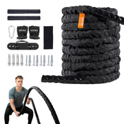 SucceBuy Battle Rope Polyester Exercise Rope Battle Exercise Equipment with Protective Sleeve and Anchor Heavy Weight Pull Rope