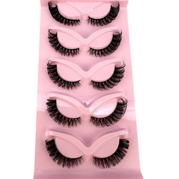 NEW 5pairs Classic Hybrid Volume Lashes New Arrival Wispy D Curl Short Russian Strip Lashes Makeup False Eyelashes