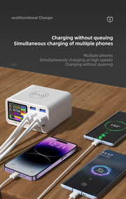 65W USB Type C Multi Function Charger Station Wireless Charing Fast 8 Ports PD QC3.0 Quick Charge Power Adapter for phone