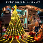 1PC Five-pointed Star Waterfall Lights USB/Solar Powered  Christmas String Lights for Christmas Party Halloween Home Decor