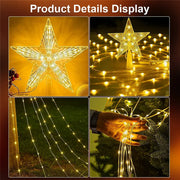 2025 New Year Decoration Christmas Fairy String Lights Outdoor USB Remote Stars Waterfall Garden Lights for Home Party Wedding