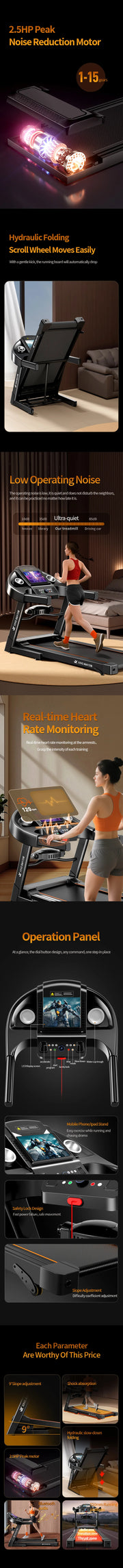 Smart Foldable Electric Walking Treadmill for Home Gym Use Fitness Exercise Running Machine