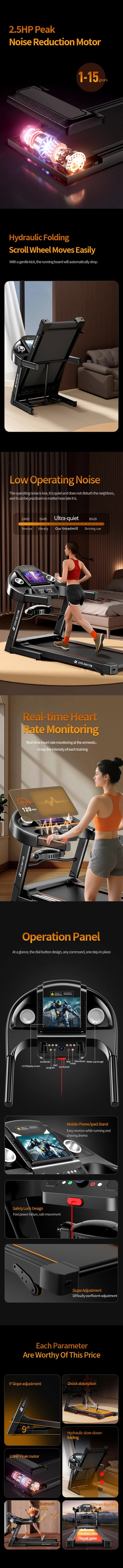 Smart Foldable Electric Walking Treadmill for Home Gym Use Fitness Exercise Running Machine