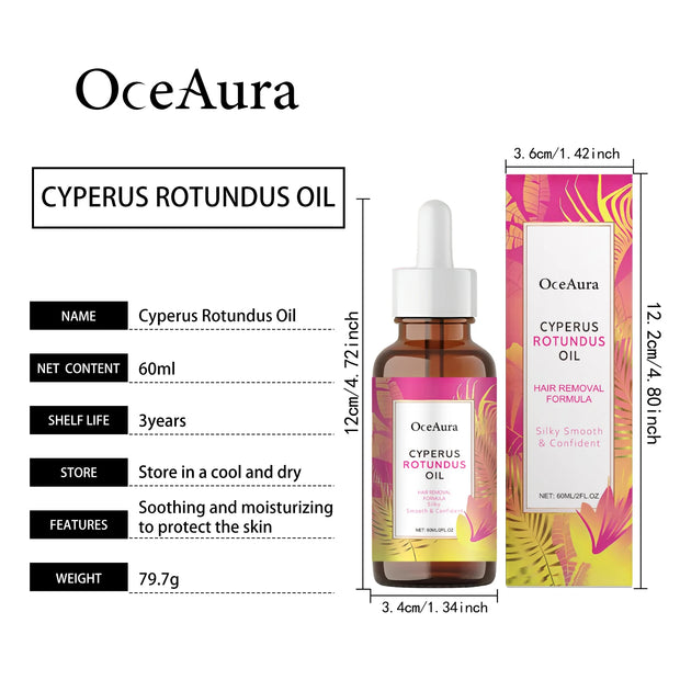 OCEAURA 60ml Hair Removal Relief Essential Oil for Armpit & Leg & Chest Gentle Formula Hydrates Cares Skin  Reduce Discomfort ﻿