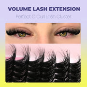 GROINNEYA Lashes Clusters Cat Eyelashes Wispy Individual Lashes Extensions Volume Fluffy Clusters Lashes DIY Eyelashes Makeup