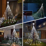 1PC Five-pointed Star Waterfall Lights USB/Solar Powered  Christmas String Lights for Christmas Party Halloween Home Decor