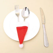 Merry Christmas Decoration 2023 Christmas Tableware Bag Holder Christmas Hat Fork Knife Cutlery Bag Christmas Ornament Decor