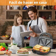 6 in 1 Waffle Iron Set, Panini Press Grill and Electric Sandwich Maker with Removable Non-Stick Plate, Ideal for Cooking Grilled