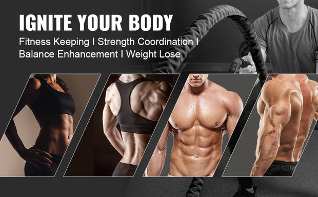 SucceBuy Battle Rope Polyester Exercise Rope Battle Exercise Equipment with Protective Sleeve and Anchor Heavy Weight Pull Rope