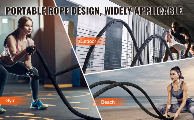 SucceBuy Battle Rope Polyester Exercise Rope Battle Exercise Equipment with Protective Sleeve and Anchor Heavy Weight Pull Rope
