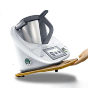 alt="Wooden coffee machine sliding tray for kitchen countertop base"